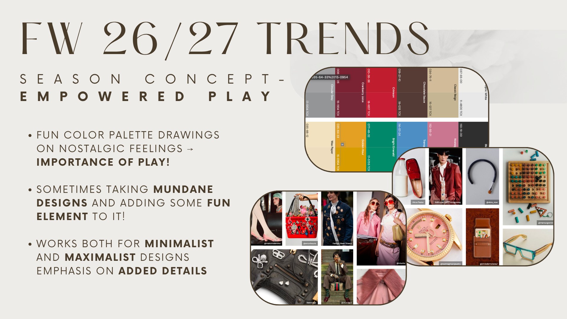 FW 26/27 trend research slide 1 — Season Concept: Empowered Play
