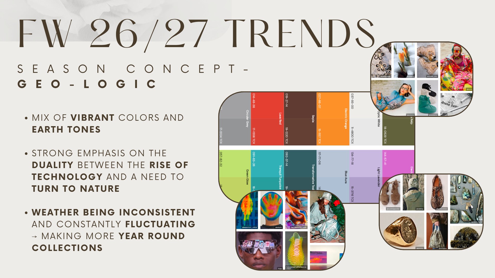 FW 26/27 trend research slide 3 — Season Concept: Geo-Logic