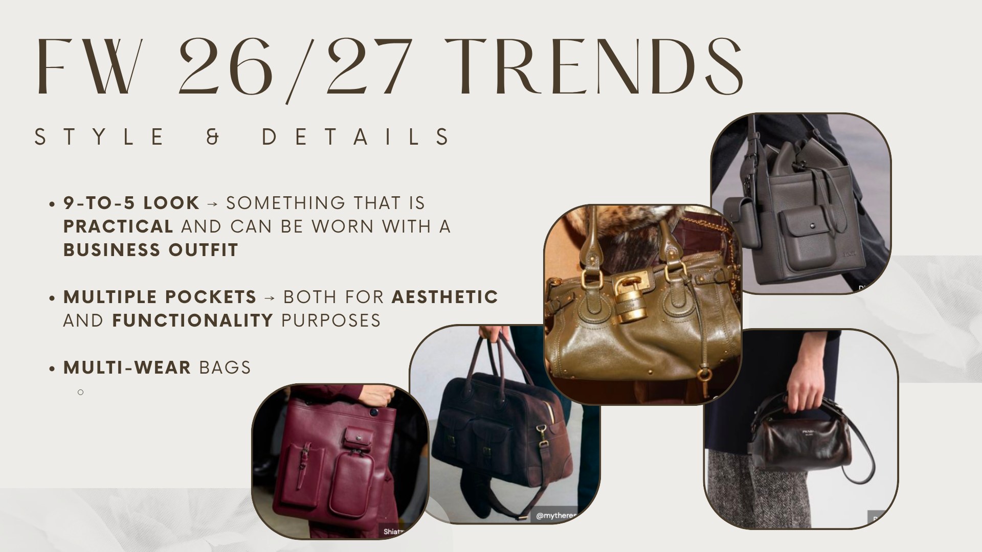 FW 26/27 trend research slide 10 — Style & Details, 9-to-5 look
