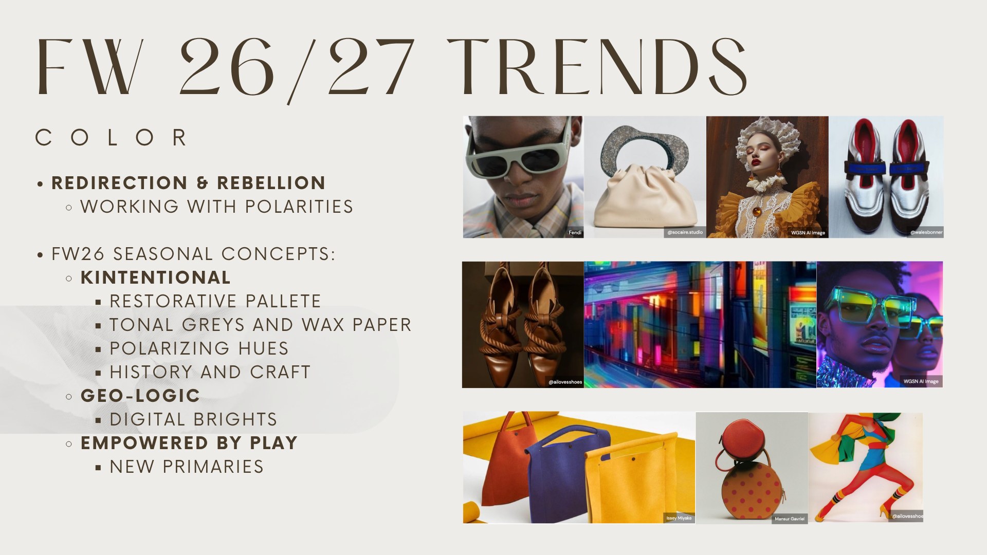 FW 26/27 trend research slide 11 — Color, redirection and rebellion